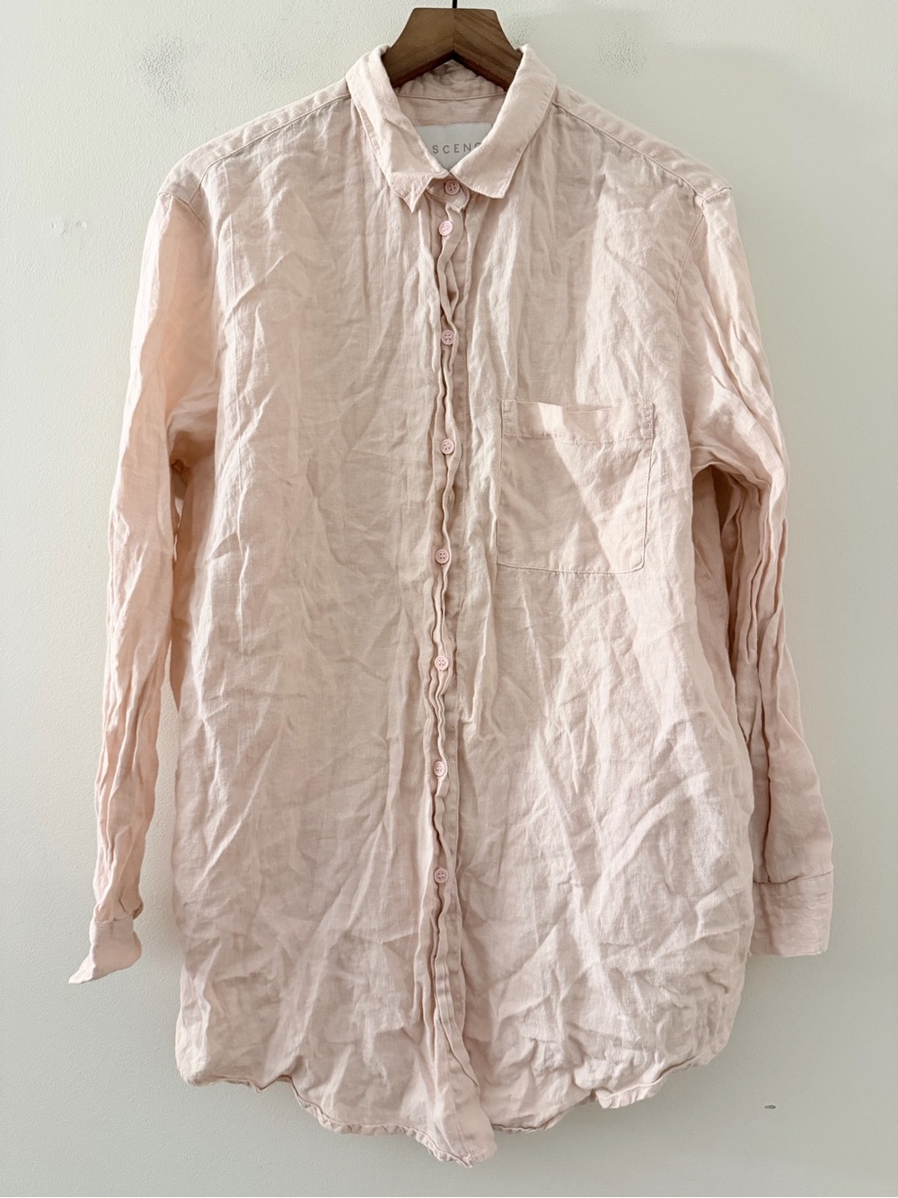 Asceno pink Linen Shirt tunic dress cover up M
